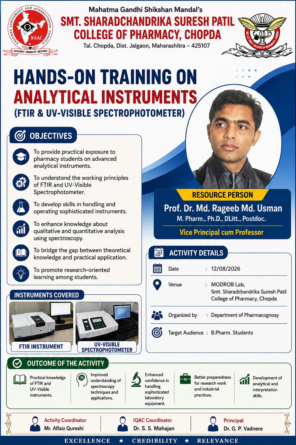 Hands-on Training on Analytical Instruments (FTIR & UV-Visible Spectrophotometer)